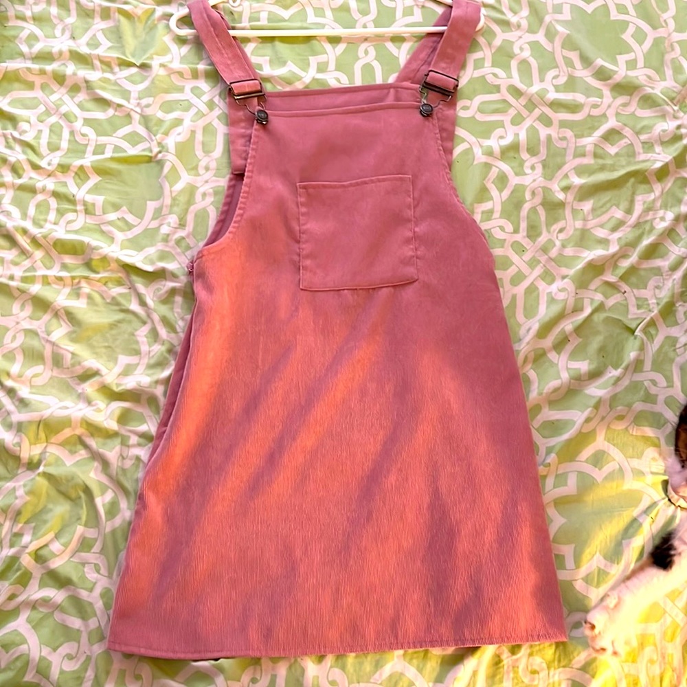 Hengsheng Jeans Pink Overall Corduroy Dress
